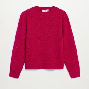 MNG - Magenta Fuschia knit sweater with pompoms